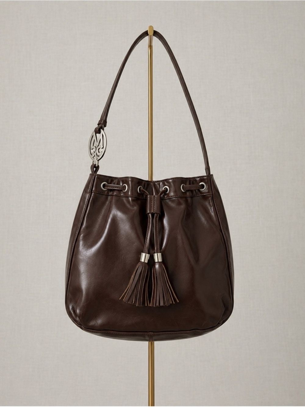 M&C Brown Faux Leather Shoulder Bag